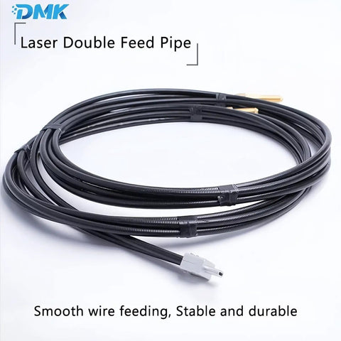 Double Wire Feeding Hose for Laser Welding Handheld Weld Head, 5M Spring Hose, Graphite Aluminum PU Construction