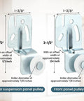 Sliding Door Hardware Wardrobe Roller Kit With Four Wheels for top hung bypass doors, rear and front panels with measurements