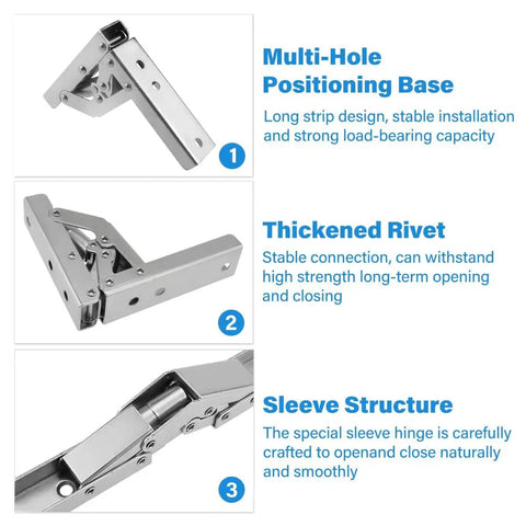 Heavy Duty Folding Shelf Brackets With Self Locking Hinges 2 Pack Hidden Screws for cabinet doors and furniture DIY projects