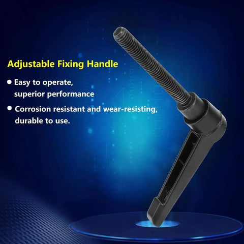 Four Pack Heavy Duty Adjustable Clamp Levers Featuring Slick Quick Release Buttons And 70Mm Serrated Grip Knobs With Male Thread Studs For Killer Shop Grind And Handy Projects, close-up of a black adjustable fixing handle with threaded stud.