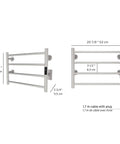 Dimensions of Towel Warmer With Built In Timer And LED Indicators, 1 to 8 Hour Modes, Wall Mounted, Four Round Bars, Stainless Steel
