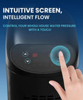 Touchscreen display of Whole Home Water Pressure Booster Pump With 70 Psi Adjustable Speed Constant Pressure Motor Low Noise.