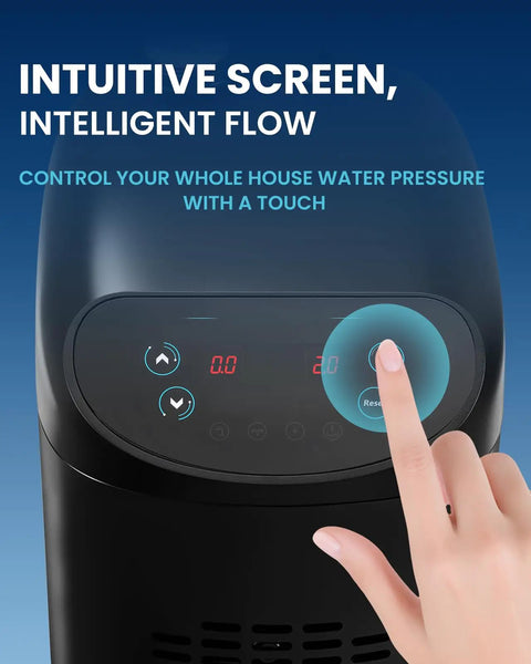 Touchscreen display of Whole Home Water Pressure Booster Pump With 70 Psi Adjustable Speed Constant Pressure Motor Low Noise.