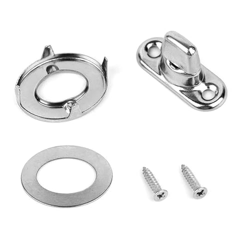 Front view of 20-piece stainless steel twist-lock fasteners set for canvas and marine use, with eyelets, studs, washer, and screws.