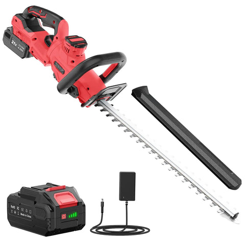 Cordless Hedge Trimmer 21V With 4000mAh Battery, 14 Inch Dual Action Blades, 180 Degree Adjustable Head, No Cord Hassle