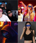 Customizable RGB LED Glasses For Parties And Raves worn by people at events, showcasing colorful LED beads and USB rechargeable feature.