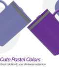 16 Oz Double Wall Insulated Desk Mug With Lid And Handle Set Of Two BPA Free Reusable Plastic Purple Shade mugs with slide lids.