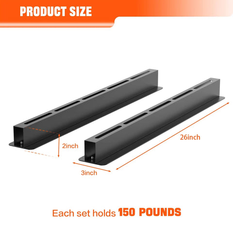 Garage Ceiling Bin Storage Rack, Adjustable Heavy Duty Overhead Tote Rail System For Five Bins, Bins Not Included, dimensions 2x3x26 inch rails
