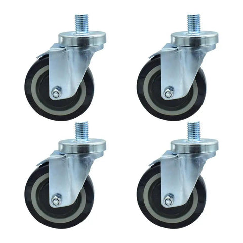 Tough As Nails 4 Inch Polyurethane Swivel Casters With Top Lock Brakes And 3/4 Threaded Stem, set of four durable casters.