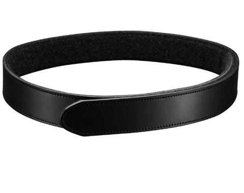 Buckleless Inner Belt With Hook And Loop Closure For Law Enforcement 1.5 Inch Wide Black Leather No Metal TSA Friendly Scratch Resistant Durable Duty Gear Alternative