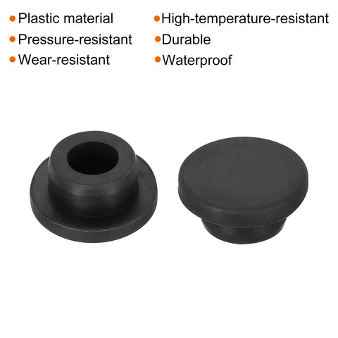 Heavy Duty T Shaped Silicone Plugs 1 Inch Round Slip On Rubber Stopper Hella Tough Waterproof Bulkhead Seal Cover Built To Last for Sink Projects Black
