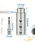 Trailer Jack Drill Adapter for 1 Inch Drive Shaft, Heavy Duty Stainless Steel With Half Inch Socket Bit, dimensions visible