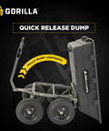 Heavy-Duty Poly Yard Dump Cart With 10 Cu Ft Tub And 1500 Lb Haul Capacity showcasing quick-release dumping mechanism