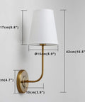 Set Of 2 Dope Hardwired Wall Sconces With White Fabric Shade Vintage Mid Century Brass Finish Antique Brass Look Perfect For Bedroom Living Room Bathroom Kitchen Cozy Ambient Lighting Vibe, side view.