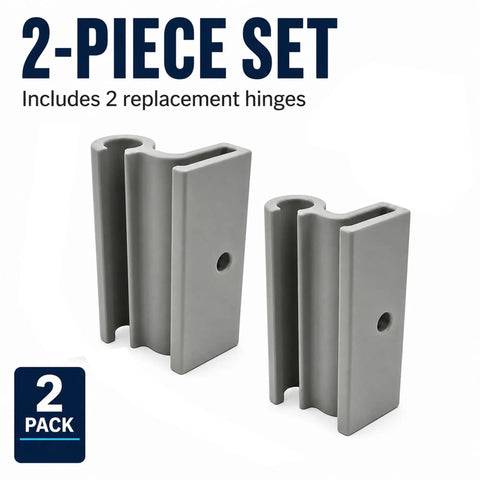 Heavy Duty Vertical Shed Door Hinges 2 Pack Replacement For Resin Storage Sheds Built Tough 2-piece gray metal hinge set.