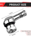 Two Pack CNC Aluminum Motorcycle Tire Valve Stems 90 Degree Air Stems Universal For Tubeless Tires 10 To 11 Point 3 mm Silver