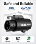Tesla To J1772 Charging Adapter For Electric Vehicles Brings 48 Amp 240 Volt Juice Straight To Your Car plug view showing black connector.