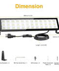 Legit Heavy Duty Led Shop Lights 100W 14000 Lumen Knockout Brightness dimensions with inline switch and plugs for garage use.