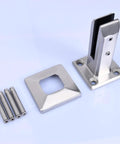Square 304 Stainless Steel Glass Floor Spigots Deck Railing Clamps Adjustable For Ten To Fifteen Millimeter Frames Hella Solid Pool Staircase Mounts Slick Silver parts including base and screws.