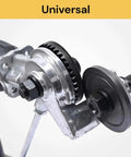 Close-up of Handy Drill Attachment Shear for Cutting Thin Iron and Galvanized Steel Plates Fast Nibbler Tool with portable shear head.