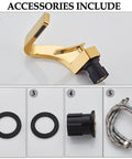 Accessories include for Single Hole Bathroom Sink Faucet With Single Handle Hot And Cold Water Mixer Tap For Lavatory Vanity Durable Brass Body With Chrome Finish Gold Tone Includes Two US Standard Three Eighths Inch Hoses.