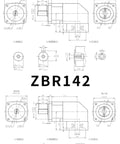 Precision Planetary Gear Reducer For Stepper Motors Serving Up Slick Smooth Operation With Crusher Torque And Heavy Duty Performance For 42 57 And 130 Millimeter Frame Sizes, technical drawings for ZBR115 and ZBR142.