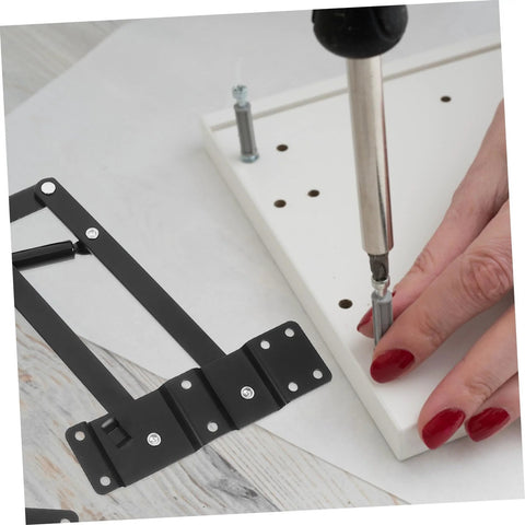 Heavy-duty lift-up spring hinge pair black metal for drop-leaf table installation