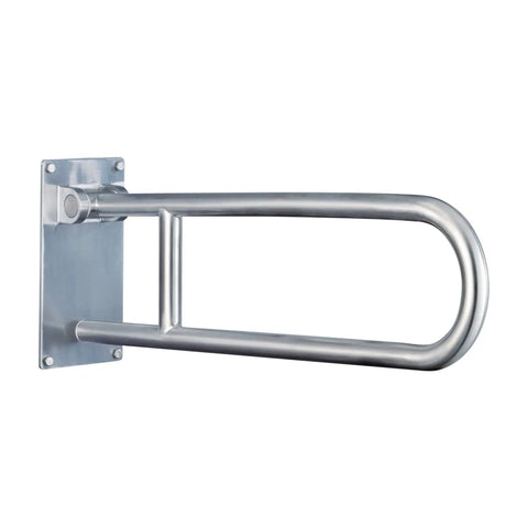 30 Inch Stainless Steel Flip Up Bathroom Grab Bar With Textured Grip For Seniors And Handicap Accessibility; wall-mounted view