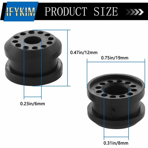 2 Piece Transfer Case Linkage Bushing Grommet Kit For Ram Trucks 2002 To 2010 1500 2500 3500 Keeps Shifts Smooth And Tight Replaces 68078974AA 68078975AA, black rubber bushings, 12mm x 19mm