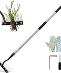 Adjustable Long Handle Weed Puller with 8 Tines Heavy Duty Design for Quick Weeding in Lawns and Flower Beds 28 to 60 Inch