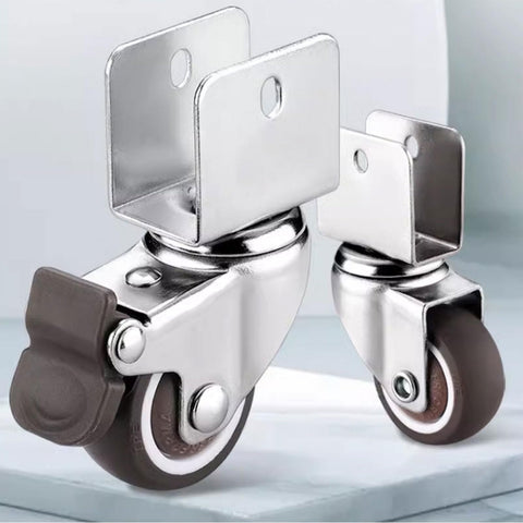 Close-up of Beefy 4 Pack Heavy Duty Furniture Wheel Castors 1 Inch Swivel Casters with Safe Brake for sofas and tables