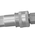 Top Tier Heavy Duty Hydraulic Quick Connect Coupler M16x1.5 Female Thread Fitting Carbon Steel High Pressure Auto Lock Seal Slick Push Mechanism No Leak Boss For Rigged Up Jobsite Equipment And Tool Accessories Made To Last Durability, silver hydraulic coupler