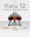 Karu 12 Multi Fuel Outdoor Portable Pizza Oven Delivers 950 F Heat For Wood Or Propane Cooks 12 Inch Pizzas In 60 Seconds