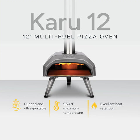 Karu 12 Multi Fuel Outdoor Portable Pizza Oven Delivers 950 F Heat For Wood Or Propane Cooks 12 Inch Pizzas In 60 Seconds
