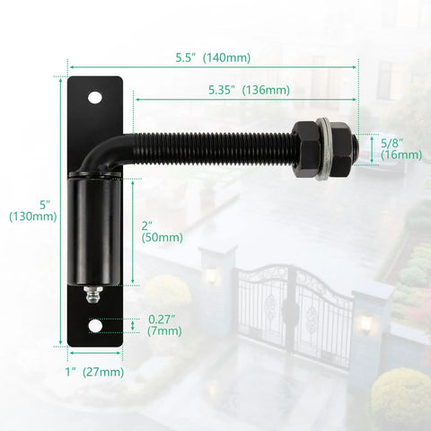 Top Grade Carbon Steel Two Pack Badass Five Inch J Bolt Gate Hinges Six Hundred Pound Capacity with precise measurements.