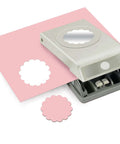 2 Inch Scallop Circle Paper Punch For Scrapbooks And Card Making, Metal Craft Punch With Stackable Design, Gray Finish