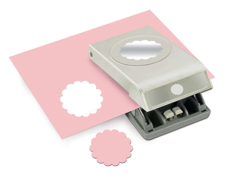 2 Inch Scallop Circle Paper Punch For Scrapbooks And Card Making, Metal Craft Punch With Stackable Design, Gray Finish
