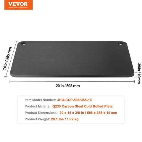 Crazy Crispy Pizza Steel Plate 20 By 14 By Three Eighths Inch Thick for oven or grill preseasoned carbon steel.