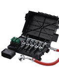 Direct Drop In Fuse Box Relay Panel With Battery Terminal For Vw Jetta Golf Mk4 Beetle 1999 To 2005 showing open box with wiring connectors.