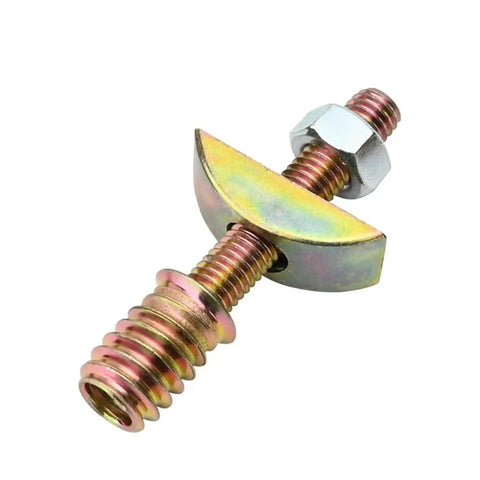 Close-up of All In One Furniture Connector Kit with Eccentric Wheel Nuts and M8 Screws, showcasing precise lock joint hardware.