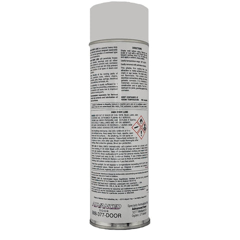 Back view of All In One Lube And Rust Preventative For Garage Doors With No Silicones Dries Clear Oil Based Lubricant 15 Oz For Quiet Operation
