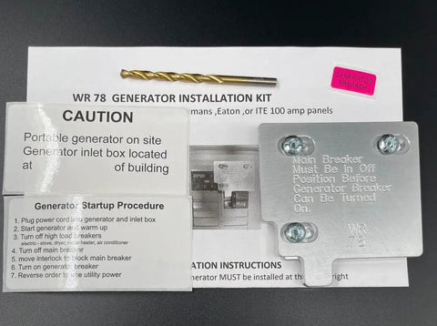 Generator Interlock Kit With Electric Start For 100 Amp Panels Compatible With Siemens Eaton Or ITE Billet Aluminum Made In USA