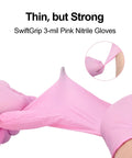 Pink Nitrile Gloves 3 Mil Disposable Latex Free Powder Free For Cleaning And Esthetician Work Durable Comfort