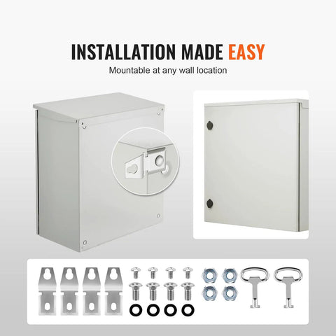 Badass Carbon Steel NEMA 4 Electrical Enclosure 24X24X12 with installation hardware and mountable features.