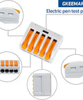 Close-up of 141 Piece Lever Wire Connectors Kit For Solid, Stranded And Flexible Wires 28 12 AWG, showing various angles.