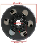 Top Notch Heavy Duty Centrifugal Clutch For Go Kart, 10 Tooth Sprocket, 107mm diameter, 16mm bore, steel build.