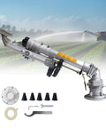 360 Degree Rotating Sprayer With Zinc Alloy Build Adjustable Nozzle Water Saving Pro Grade Tech For Crops And Lawns Delivers Even Coverage For Your Yard Includes 1.2M Bracket with accessory parts displayed.