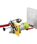 Powerful Mini Drill Press CNC Milling Machine Portable Benchtop For Precise Wood Plastic Resin Aluminum Drilling, 4500-7000 RPM, 0.8-6mm HSS Chuck With Depth Control, Lightweight And Easy To Use. Compact design with green motor and metal base, ideal for precise drilling.