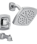 Conway Chrome Posi-Temp Shower Trim Set With Square Showerhead, Lever Handle, And Tub Spout, Valve Included, Satin Chrome Finish