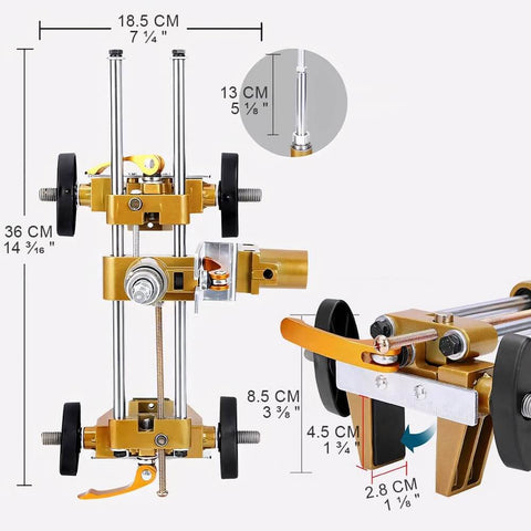 Door Lock Hole Opener Kit For Installing Doors Pro Grade Mortiser Jig For Wooden Doors close-up with dimensions